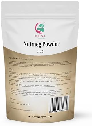 Nutmeg Ground 1 LB | Excellent Aroma and Incredible Flavor | Fresh Ground Nutmeg Spice for Baking, Cooking, Smoothies and Seasonings | Non GMO, Ethically Sourced | By Yogi's Gift®