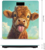 Cute Cow with Tongue Bees Digital Bathroom Scale for Body Weight Lighted LCD Display Round Corner