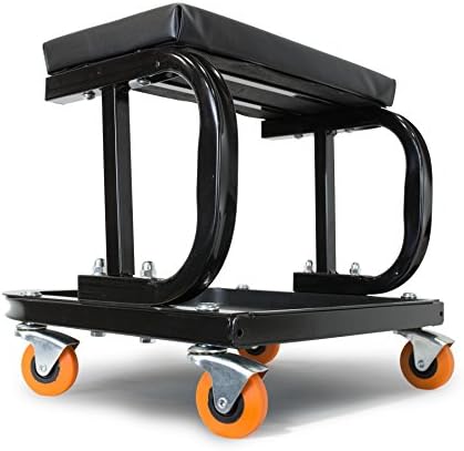 Wen 73011T 250 lb. Capacity Rolling Mechanic Seat with Onboard Storage