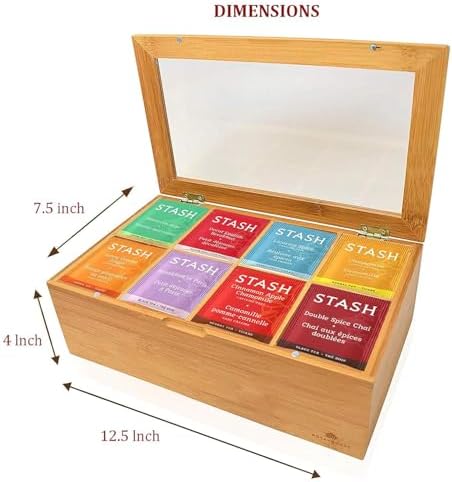 Stash Tea Bags Sampler Assortment Variety Pack 80 Tea Bags 30 Unique Flavors in Bamboo Organizer for Mom Dad Wife Husband Tea Lovers