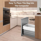 18 Gallon 100 Count Compactor Kitchen Trash Bags Heavy Duty Reinforced Drawstring 1.2 Mil THICK Fits 18 Gallon Compatible with Kitchenaid, Whirpool, GE 15 Inch Compactors Leak Resistant