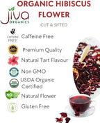 Organic Hibiscus Flowers 2 LB Jumbo Bulk Bag - 100% Pure, Cut & Sifted, Gluten Free, Non GMO, Non Irradiated, Caffeine Free, Perfect for Tea Blends, Jams, Baked Goods by Jiva Organics