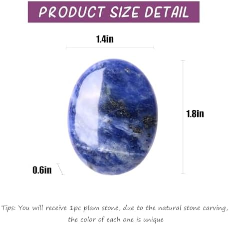 WHAL&YUNE Palm Stone Healing Crystals Worry Stone Natural Polished Stone for Meditation Energy Balancing Therapy Hot Massage Gifts -1.7 inches (Sodalite 1PC)