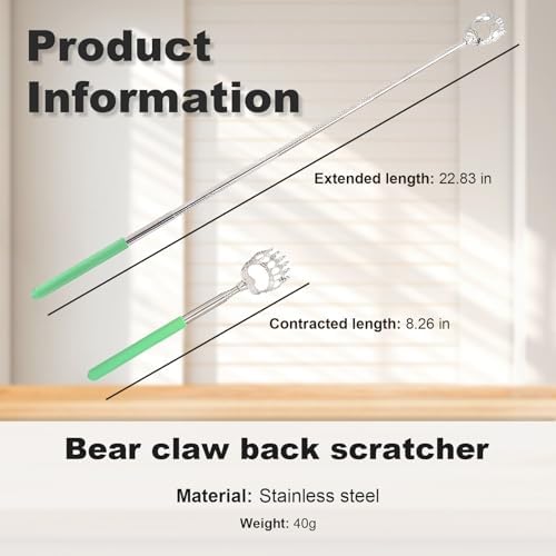 Extendable Back Scratcher - Portable Telescoping Back Massager, Metal Scratcher with Soft Long Handle for Home Office Travel