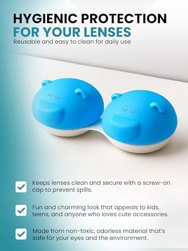 SPORTS WORLD VISION 3PCS Blue Bear Range Contact Lens Cases | Cute Animal Lens Holder Case | Lightweight, Portable & Distinctive Design |Contact Lens Travel case, Storage/Soaking Lens Solution Box