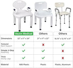 Vaunn Medical Shower Chair Bath Seat with Padded Arms, Removable Back and Adjustable Legs for Bathtub Safety (Wide Chair With Arms)