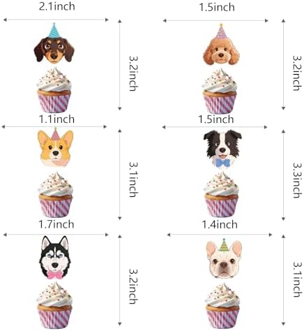 48 Pcs Pet Dog Party Cupcake Toppers for Puppy Birthday Baby Shower Party Decorations