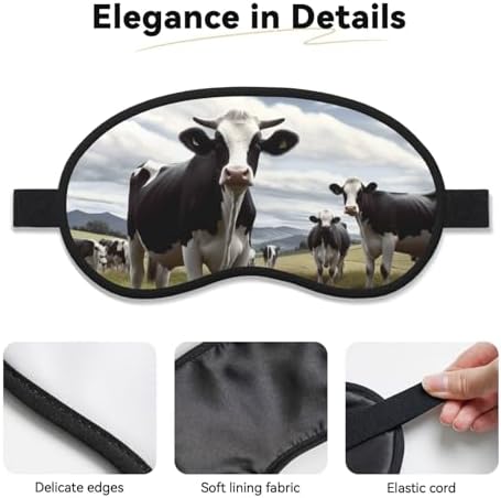 Farm Cow Pictures Sleep Mask for Side Sleepers: Blackout Eye Masks for Sleeping - Soft Breathable Soft Eye Shade Cover for Travel - Adjustable Night Blindfold for Men Women Gifts