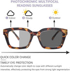 Progressive Multifocus Reading Glasses for Women Blue Light Blocking, Photochromic Multifocal Reading Sunglasses