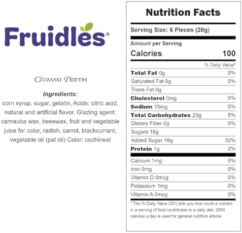 Fruidles Gummi Teeth Candy, Delicious Fruit Flavors Gummies (Half-Pound)