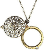 AKOAK 5X Portable Vintage Magnifying Glass Pendant Necklace for Library,Reading Fine Print,Zooming,Increase Vision,Jewelry and Gift (Flower-1)
