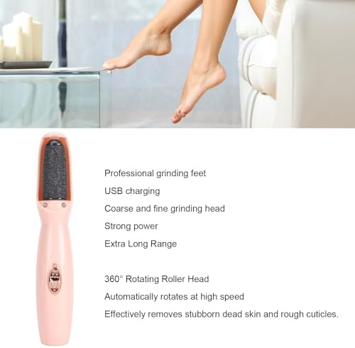 TARSHYRY Electric Foot Callus Remover,360° Rotating Dead Skin Removal Rechargeable Pedicure Tools Foot Grinder for Hard Cracked Dry Skin (Pink)