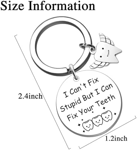 Dental Assistant Accessories Keychains Cute Dentist Gifts Funny Dental Hygienist Gifts for Men Women Orthodontist Dental Student Birthday Graduation Nurse Day Dentist Day Thanksgiving Gift Keyring