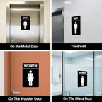 Restroom Sign - (2 Pack) 9"x6" Women and Men for Business with Strong Self-Adhesive, Bathroom Signs for Home Door or Wall, Ideal Unisex Bathroom Sign for Women and Men, Easy to Install