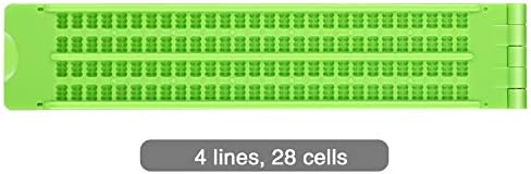 Frienda 2 Pack 4 Lines 28 Cells Braille Slate and Stylus Kit Writing Label Maker Plastic Slate Braille Fingerboard,Green