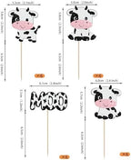 Rsstarxi 24 Pack Cow Cupcake Toppers Glitter Farm Animals Moo Cupcake Picks for Cow Theme Baby Shower Cow Birthday Party Cake Decorations Supplies