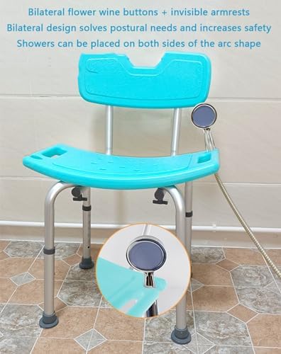 Home Portable Bathroom Chair,Height Adjustable Bathroom Shower Chair,Invisible Armrest Safety Bath Stool for Elderly Disabled and Pregnant Women A