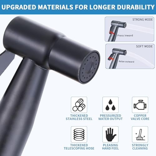 Handheld Toilet Bidet Sprayer for Toilet, Muslim Shower Bidet Toilet Hose Sprayer Kit, Jet Spray Bidet Attachment Connected to Faucet for Cloth Diaper Care and Feminine Wash (Black)