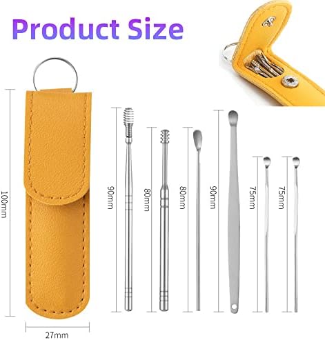 Ear Wax Removal Tool Kit, Ear Otoscope Cleaning Tool with Light Camera, HD Ear Digital Endoscope Ear Pick Equipped with 6 LED Lights, 6 in 1 Stainless Steel Ear Wax Cleaner Tool for Micro USB Type C