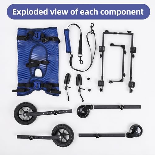 ETIAL 4-Wheel Adjustable Dog Wheelchair Cart for Disabled & Senior Dogs, Lifting Harness with 4 Usage Modes - Support Front/Rear Legs Mobility Aid for Small Breeds S