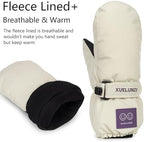 XuoAz Kids Winter Ski Snow Gloves - Warm Waterproof Fleece Snowboard Mittens with Long Cuff for Boys Girls(for 9-14 Years)