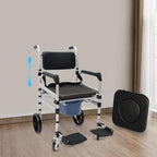 Shower Chair with Wheels, 3 in 1 Commode, Handicap Toilet, Folding Commode Wheelchair, Height Adjustable Shower Wheelchair for Elderly, Disabled, Pregnant, Handicapped, Injured