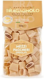 Pastificio Bragagnolo, Mezzi Paccheri Ondulati 887 Bronze-Drawn, 100% Italian Pasta, Made with Durum Wheat Semolina Flour, Non GMO (1 LB. BAG) - Consistently al Dente.
