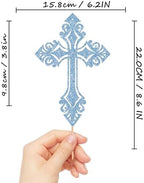 Cross Cake Topper - Glitter Sky Blue Baptism Cake Decor for Baby Shower, God Bless or Holy Communion (Sky Blue)