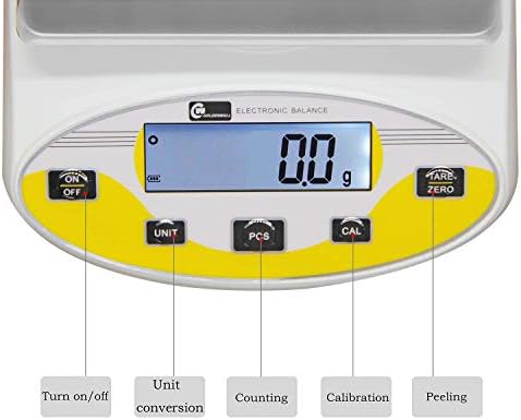 CGOLDENWALL Large Range Lab Digital Analytical Balance, High Stability Sensors, Intelligent Processing, Yellow, 30kg, 0.1g