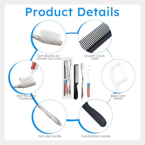 Travel Toothbrushes with Toothpaste, Disposable Toothbrushes, Hygiene Kits in Bulk with Floss Picks, Combs, Individually Packaged, Suitable for Home, Travel, and Hotels (100-PACK)