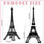 Therwen 12 Pcs 15'' Eiffel Tower Statue Decor Alloy Metal Paris French Eiffel Tower Model Collectible Figurine Paris Craft Art Statue Model Party Decoration Gift for Cake Topper(Black)