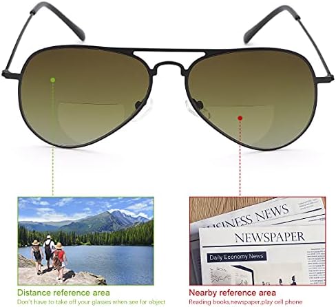 2 Pairs Bifocal Reading Glasses UV400 Protection Sunglasses Blue Light Blocking Sun Readers Shades for Men and Women