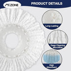 Spin Mop Replacement Head for Hurricane 360° Spin Mop Systems, Microfiber Spin Mop Head, Round Shape Standard Universal Size Magic Mop Refill, 3 Pack