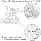 Kaoenla Happy 25th Anniversary Cake Topper - Silver Wedding Party Decor，25th/twenty-five marriage/Company Anniversary，25 Birthday Party Decor