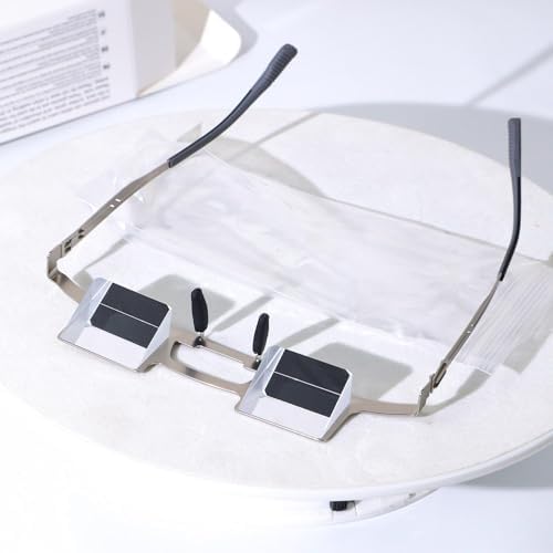 Lazy Glasses Prism Glasses for Watch TV, Read, or Browse Your Phone While Lying Down，New Upgraded Lighter and Clearer Lazy Glasses Spectacles for Lying Down, Reducing Neck and Cervical Strain (Silver)