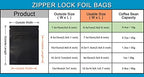 FERENLI 100 Pcs Mylar Zipper Lock Bag Food Storage Matte Foil Airtight Bags with Front Window Plastic Candy Packaging Pouch for Zip Flat Heat Seal Lock Resealable (7.5x10cm (3x3.9 inch), Black)