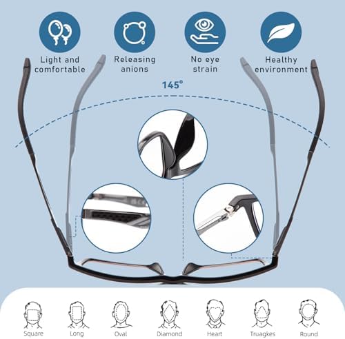 JO 2Pack Progressive Multifocus Reading Glasses Men Women Metal Al-Mg Computer Readers Office No Line TR90 Lightweight Frame