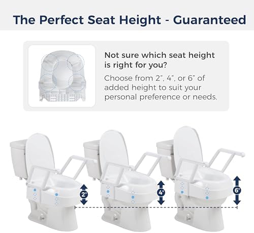Drive Medical PreserveTech Universal Raised Toilet Seat with Handles, White