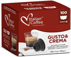 Italian Coffee for Espresso Lovers capsules compatible with Dolce Gusto machines (100 Count (Pack of 1), Gusto&Crema)