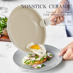 Ceramic Cookware Set - Kitchen Cookware Sets Detachable Handle Pots and Pans With Removable Handles Nonstick Frying Pans for Cooking Pot Set Nonstick Non Toxic Camping Cookware for RV Travel Gift