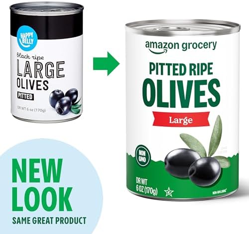 Amazon Grocery, Pitted Ripe Olives, Large, 6 Oz