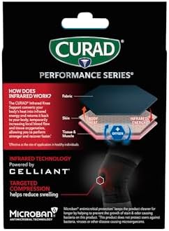 CURAD Performance Series Infrared Knee Support, Elastic Knee Sleeve for Pain Management, Compression Support for Recovery and Performance, Powered by CELLIANT Technology, Large/X-Large