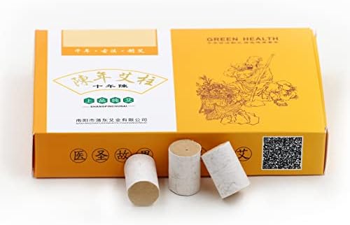 10-Year High Purity 60:1 Pure Moxa Sticks 54 Rolls艾灸柱, with Moxibustion Copper Burner Box, Acupoint Map and Smoke Filter Cloth Bag (Upgraded New Set)