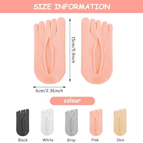 Aster 5 Pairs Orthopedic Toe Compression Socks, Toe Socks for Women No Show Align Toe Socks for Bunion, Low Cut Liner Five Finger Socks with Gel Tab Athletic Breathable Toe Separator Socks for Women