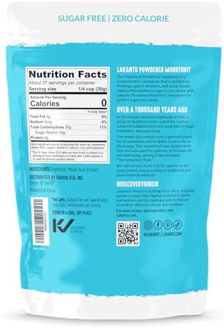 Lakanto Powdered Monk Fruit Sweetener with Erythritol - Confectioners Sugar Substitute, Frosting, Icing, Zero Calorie, Keto Diet Friendly, Baking, Extract, Sugar Replacement (Powdered - 1.76 lb)