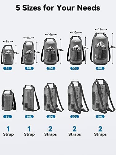 HEETA Dry Bag Waterproof for Women Men, 5L/10L/20L/30L/40L Roll Top Lightweight Dry Storage Bag Backpack with Phone Case for Travel Swimming Boating Kayaking Paddle Board Camping Beach Accessories