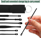 12 Pcs Ear Pick Earwax Removal Kit, Ear Cleaning Tool, Stainless Steel Earwax Removal Tool with Leather Storage Box (Black&Green)