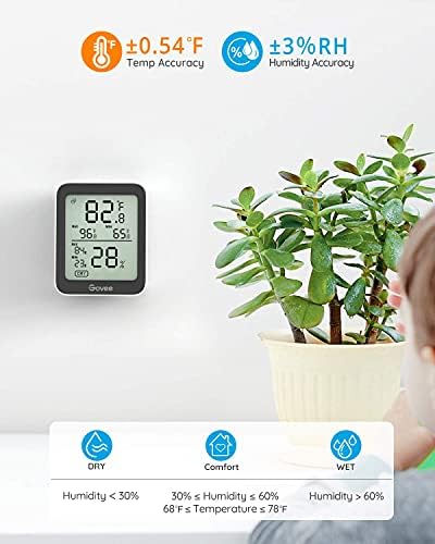 Govee Bluetooth Hygrometer Thermometer, Large LCD, Max/Min Records, 2-Year Data Storage - Black, 2 Pack