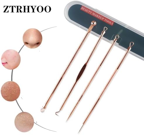ZTRHYOO Blackhead Remover Pimple Comedone Extractor Tool Best Acne Removal Kit - Treatment for Blemish, Whitehead Popping, Zit Removing for Risk Free Nose Face Skin with Case (Rose)