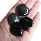4 Pcs Natural Black Obsidian Love Heart Palm Stone Reiki Balancing Worry Stone(1 Inch)